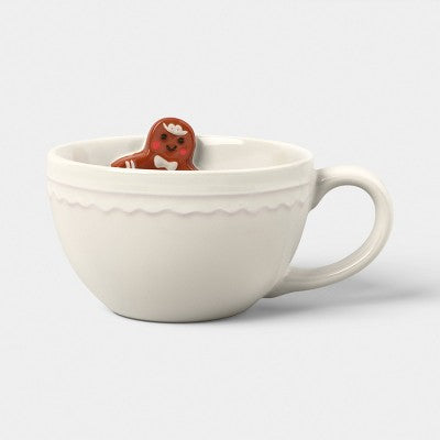 13 fl oz Christmas Stoneware Gingerbread Peek-a-boo Mug Ivory - Wondershop