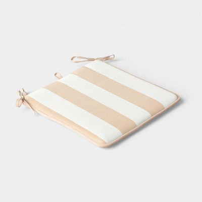 17"x17" Thick Stripe Seat Cushion Khaki - Room Essentials