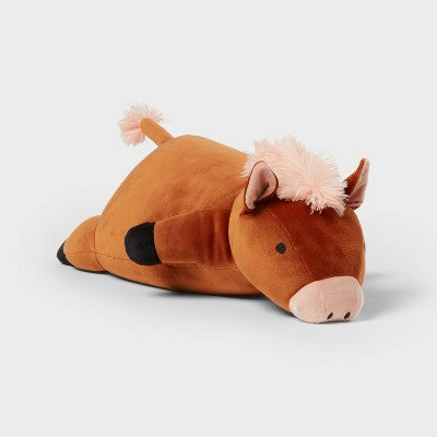 Horse Weighted Plush Kids' Throw Pillow Brown - Pillowfort