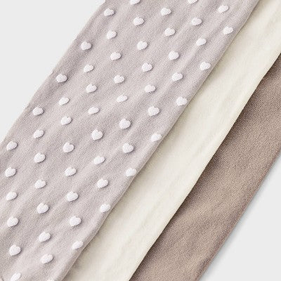 Toddler Girls' 3pk 'Hearts' Tights - Cat & Jack Gray/Ivory/Taupe 4T-5T: Nylon Spandex Knit, High Waisted