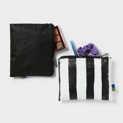 2pk Water Resistant Pouch Packing Bag - Open Story Black/White Stripe