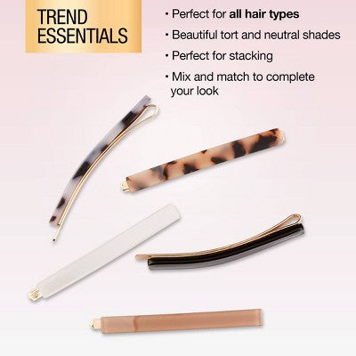scunci Fashion Acrylic Bobby Pins - Assorted Neutrals - All Hair - 5pcs