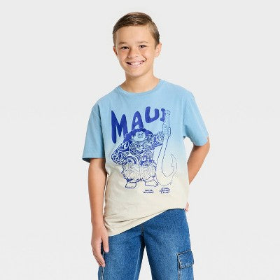 Boys' Disney Moana Maui Dip Dye Graphic T-Shirt - Blue XS