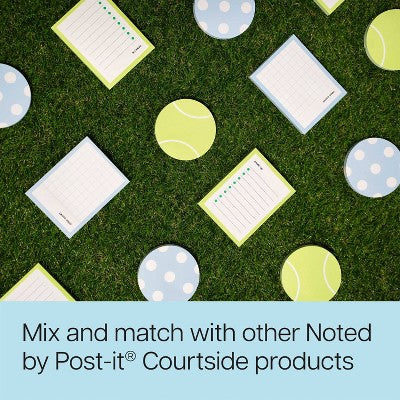 Noted by Post-it Sports Court 3"x4" List Note Blue Grid 100 sheets