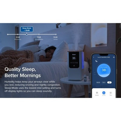 Levoit 4.5L Oasis Mist Smart Humidifier: Ultrasonic, Warm & Cool Mist, Bedroom Use, 300-500 sq. ft., No Filter Needed