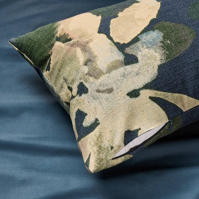 Lumbar Heavyweight Linen Blend Decorative Throw Pillow Navy Floral Print - Casaluna (LOCAL PICKUP ONLY)