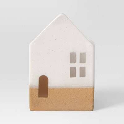 6.75" Speckled Ceramic House Christmas Village Building - Wondershop White