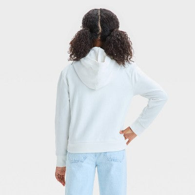Girls' Hearts French Terry Zip-Up Hoodie - Cat & Jack Cream M