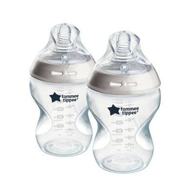 Tommee Tippee Start Baby Bottles Slow Flow Nipple 0m+ - Clear - 9 fl oz/2pk: BPA-Free, Silicone Nipple