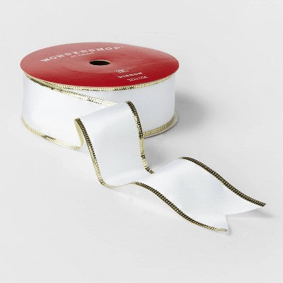 2" Woven Christmas Ribbon White 75ft - Wondershop