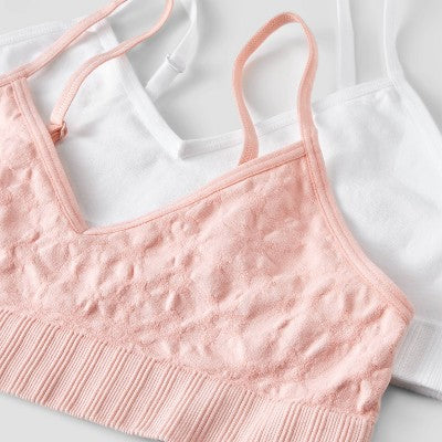 Girls' 2pk Seamless Bra - Cat & Jack Pink/White L