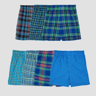 Fruit of the Loom Boys' 7pk Plaid Boxers - Colors May Vary L