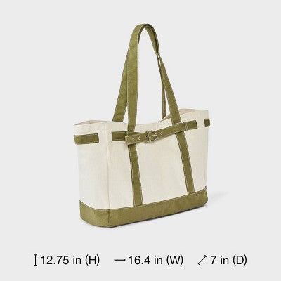 Canvas Large Belted Tote Bag - Universal Thread Green