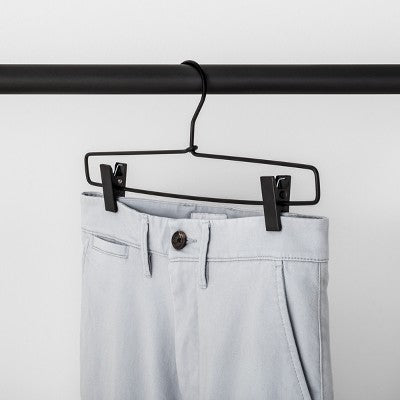 2pk Metal Pant Hangers with Clips Black - Brightroom: Stainless Steel, Non-Slip, Adult Use, 1 Year Warranty