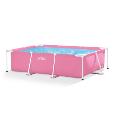 Intex 28266EH 7'L x 5'W x 23-5/8"H Rectangular Metal Frame Above Ground Outdoor Backyard Swimming Pool, 439 Gallons of Water, Pink (LOCAL PICKUP ONLY)