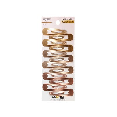 scunci Metal Snap Clips - Blonde - All Hair - 12pcs