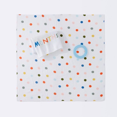 Milestone Swaddle Baby Blanket with Felt Frame - Multi Dot - Cloud Island