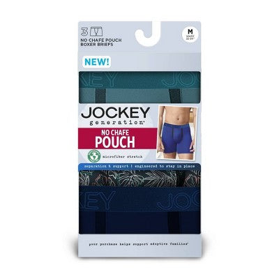 Jockey Generation Men's No Chafe Pouch Microfiber Boxer Briefs 3pk - Black/Red/Gray XL: Mid Rise, Pull-On, Mesh Fabric