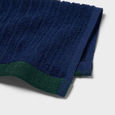6pc Everyday Ribbed Dorm Towel Set Navy/White - Room Essentials