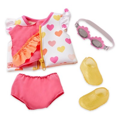 Our Generation Love to Swim Heart-Print Life Vest Outfit for 18" Dolls: Girl Doll Clothing & Accessories Set