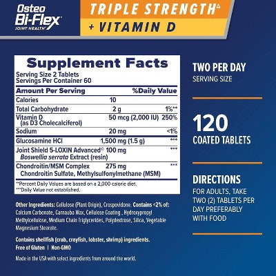Osteo Bi-Flex Triple Strength + Vitamin D Tablet, 120 Ct