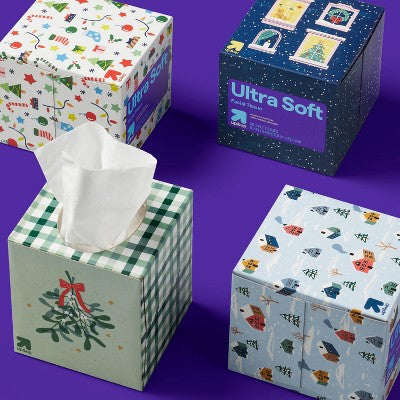 Holiday Ultra Soft Facial Tissue - 65ct/4pk - up&up
