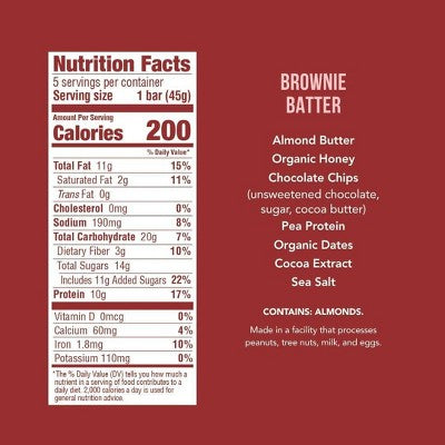 KiZE Brownie Batter Gluten Free Energy Protein Bar - 10g Protein - 8oz/5ct