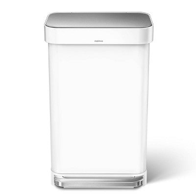 simplehuman 45L Kitchen Step Trash Can with Liner Pocket White Steel Garbage Can with Soft Close Lid (LOCAL PICKUP ONLY)