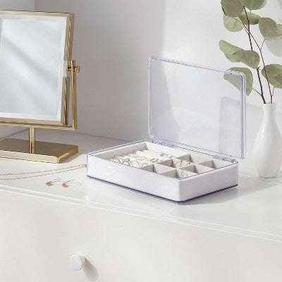 Acrylic Accessory Organizer with Lid - Brightroom: Clear Jewelry Storage Box for Adults, Earring Organizer, 2-Piece Set