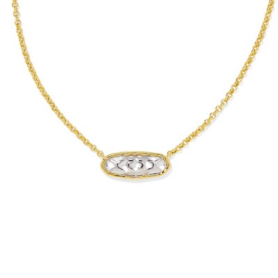 Kendra Scott Janie Pendant Necklace - Gold/Silver: Rhodium & 14K Gold Over Brass, Lobster Claw Clasp