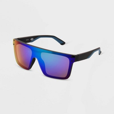 Men's Matte Plastic Shield Sunglasses - All In Motion Charcoal Gray