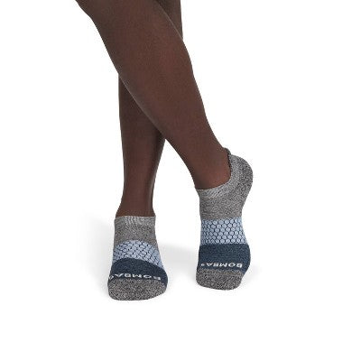 Bombas Men's Tri-Block Ankle Socks - Marled Midnight/Soft Blue