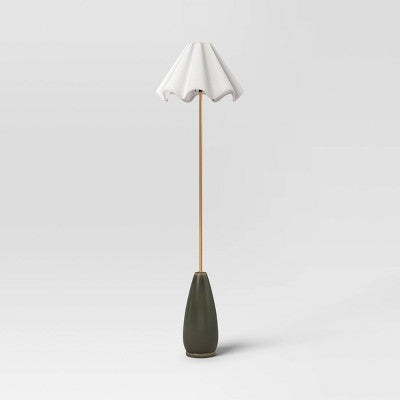 Wavy Shade Collection with Ceramic Base Floor Lamp Green - Threshold