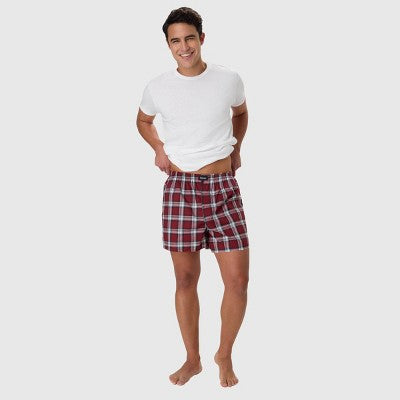 Hanes Premium Men's Stretch Woven Boxer 4pk Boxer Shorts - Red/Black/Gray L