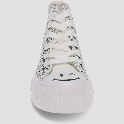 Joe Boxer Girls' Sneakers - White 5: Smiley Face Pattern