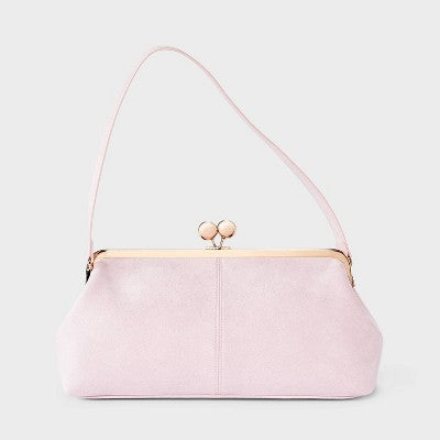 Suede Kiss Lock Clutch Bag - A New Day Light Pink
