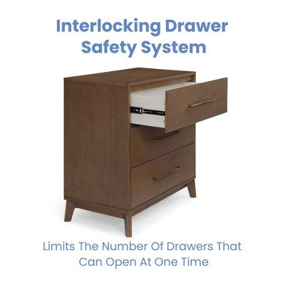 Delta Children Spencer 3 Drawer Dresser with Changing Top - Teak Brown (LOCAL PICKUP ONLY)