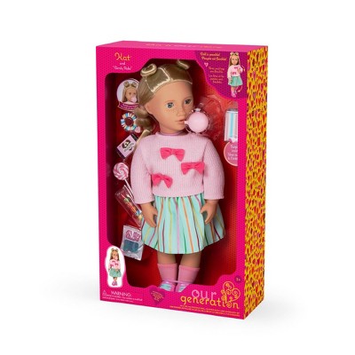 Our Generation Kat Poseable 18" Doll with Storybook & Candy Play Food Accessories