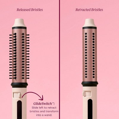 FHI Heat SwiftStyler Retractable Speed Styler Heating Curling Brush - Light Pink - 1"x1": Ceramic, All Hair Types, 5 Heat Settings