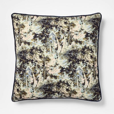 24"x24" Abstract Tree Printed Throw Pillow with Gusset Navy - Threshold designed with Studio McGee (LOCAL PICKUP ONLY)