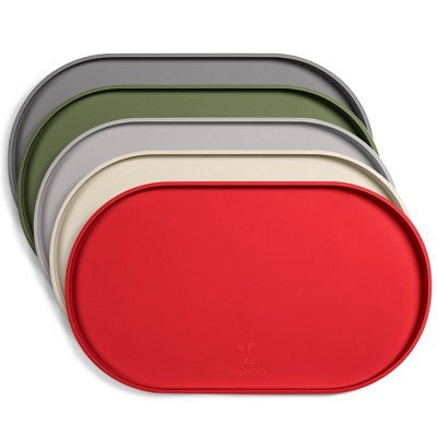 DogBuddy Oval Dog Food Mat, Large, Red 24x14