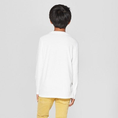 Boys' Long Sleeve T-Shirt - Cat & Jack White L Husky