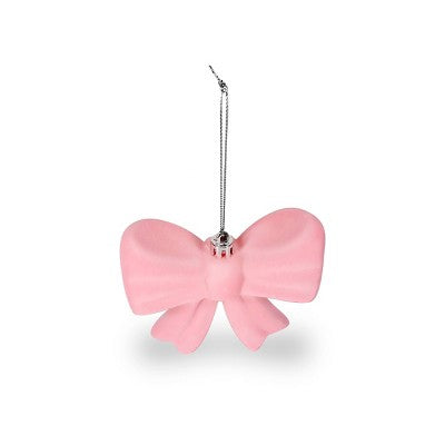 Flocked Ornaments Pink Bow - Bullseye's Playground