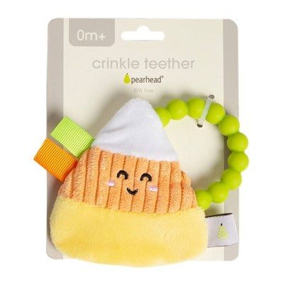 Pearhead Candy Corn Halloween Crinkle Teether Baby Toy - 0m+
