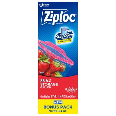 Ziploc Storage Gallon Bags with Grip 'n Seal Technology - 42ct