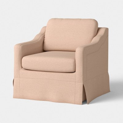 Detailed Slope Arm Slipcover-style Swivel Accent Chair Performance Fabric Blush - Threshold designed with Studio McGee; Assembly Required (LOCAL PICKUP ONLY)