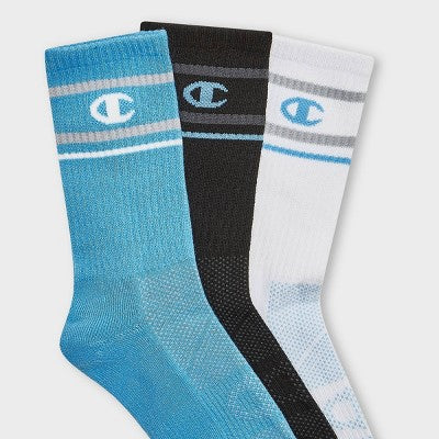 Champion All Sport Performance Crew Socks 3pk - Blue Assorted L