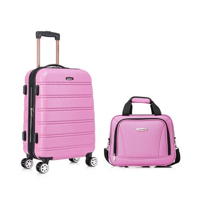 Rockland Melbourne Hardside Expandable Spinner Luggage Carry On Suitcase - Pink