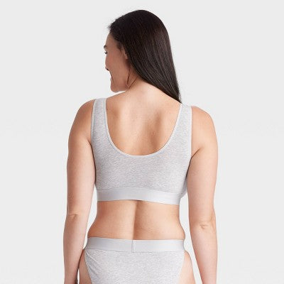 Women's Cotton Stretch Unlined Scoop Bralette - Auden Gray L