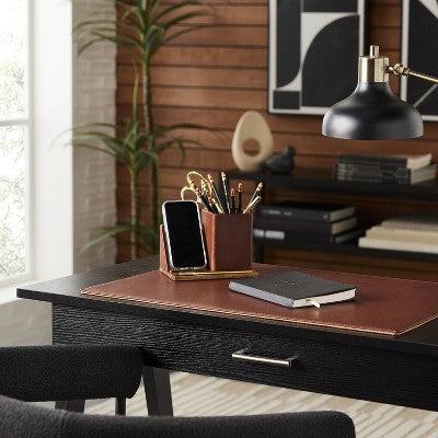 Faux Leather Desk Mat Brown - Threshold: Desk Pad Protector, Polyurethane, 18"x26" (LOCAL PICKUP ONLY)